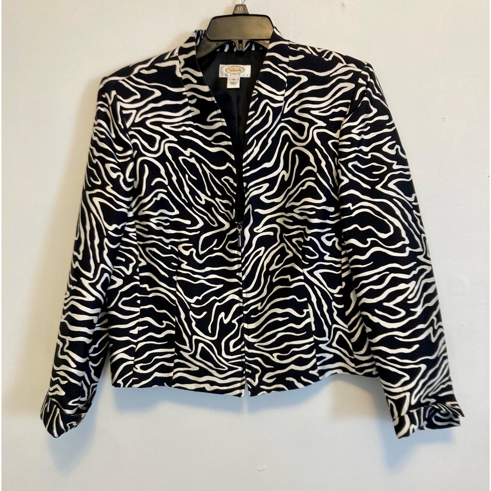Talbots Abstract Print Blazer Silk Wool Jacket Suit Women Size 14